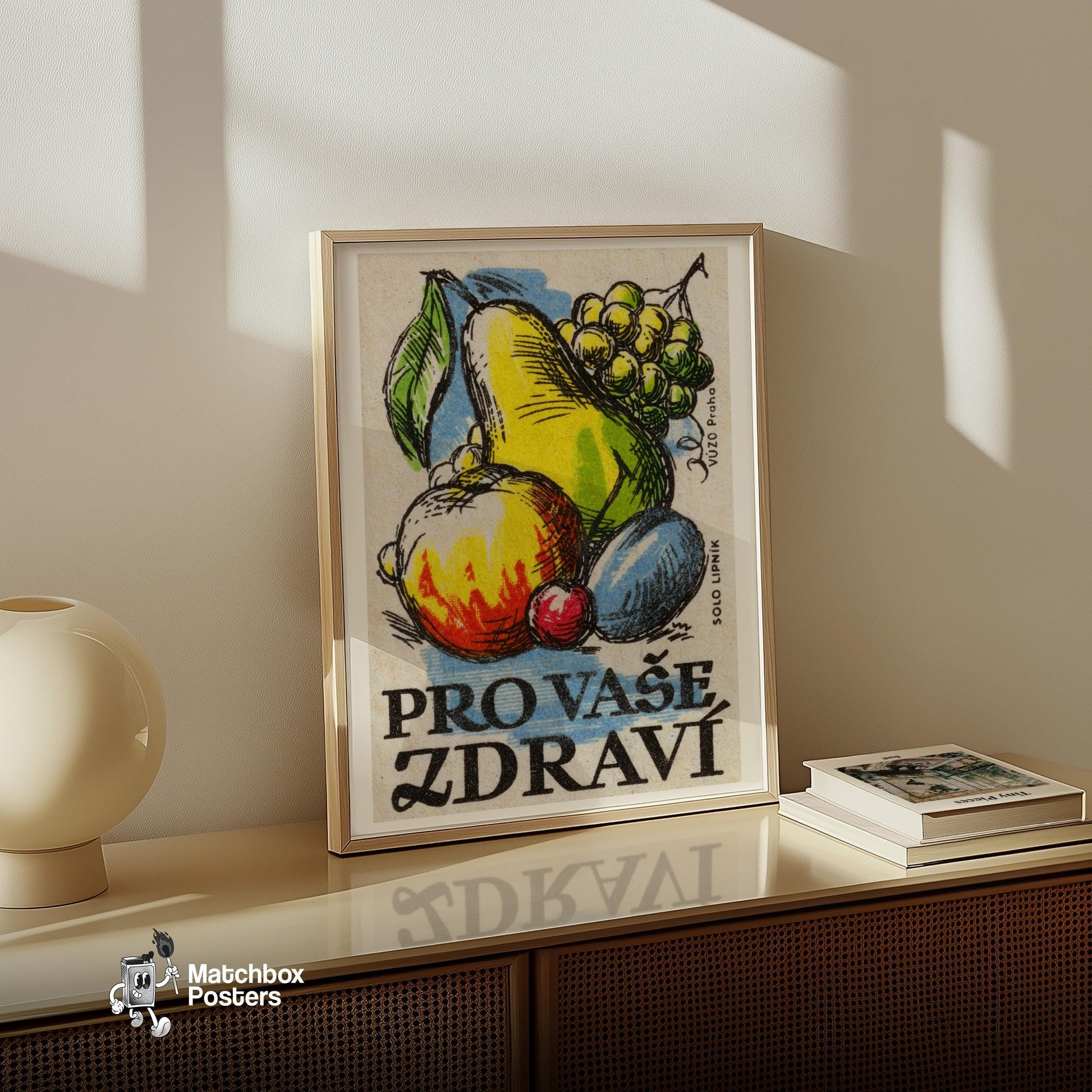 Fruit - vintage matchbox label print - size comparison