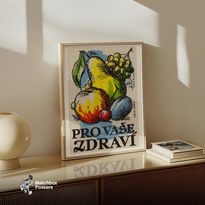 Fruit - vintage matchbox label print - size comparison