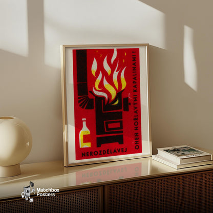 Danger of Flammable Liquid - vintage matchbox label print - size comparison