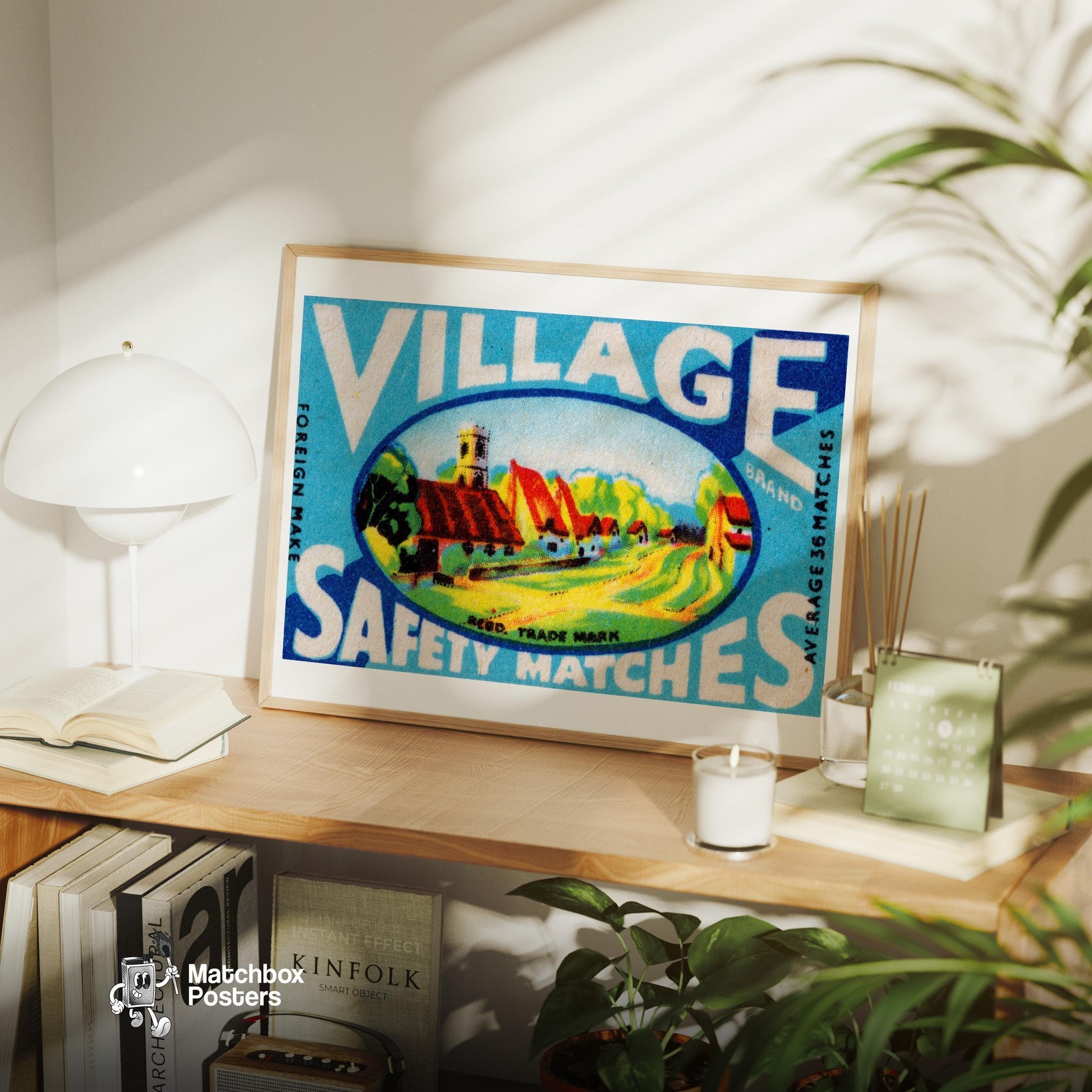 Countryside Village - vintage matchbox label print - office wall