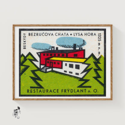 Factory in the Forest - vintage matchbox label print