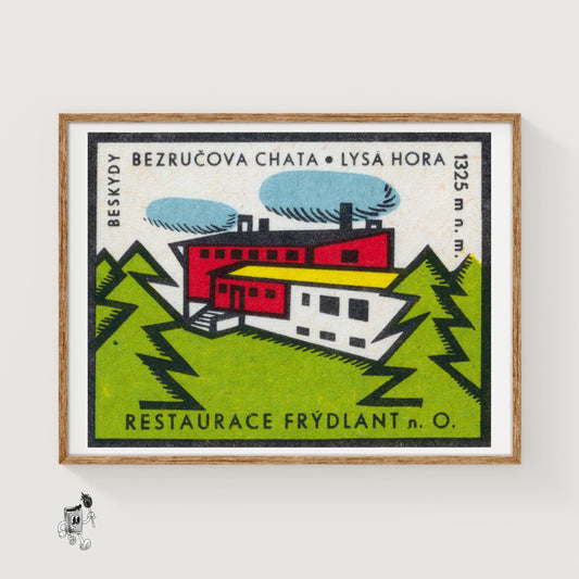 Factory in the Forest - vintage matchbox label print