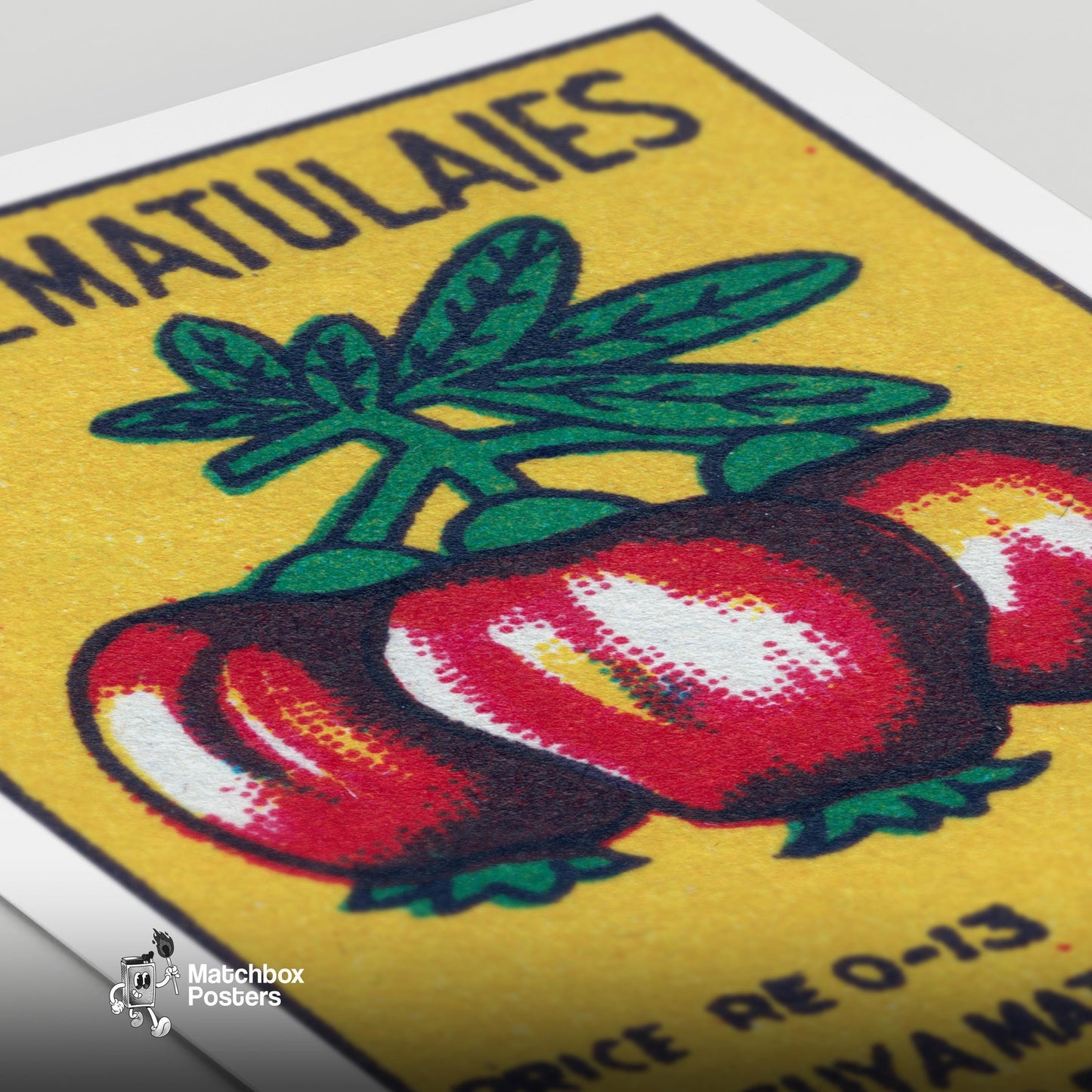 Red Fruit - vintage matchbox label print - close-up detail