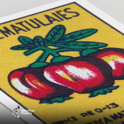 Red Fruit - vintage matchbox label print - close-up detail