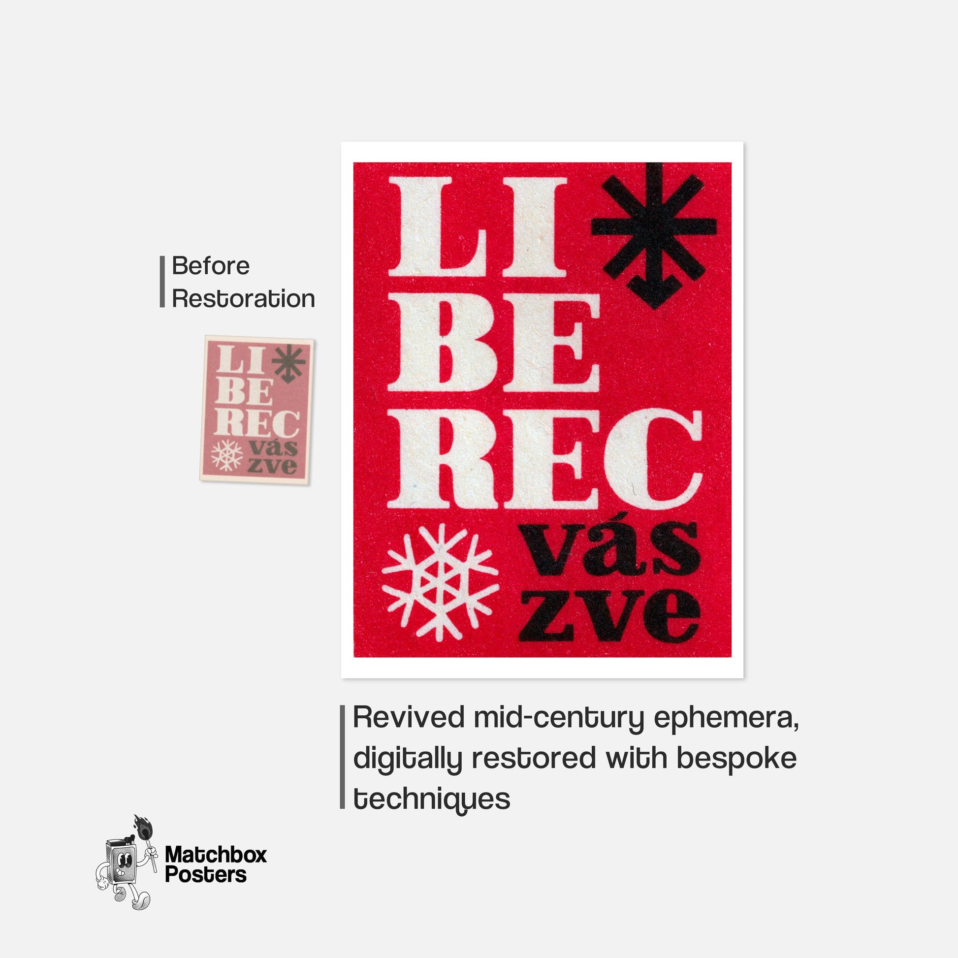 Librec Invites You - vintage matchbox label print - framed wall art preview