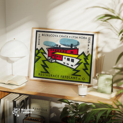 Factory in the Forest - vintage matchbox label print - office wall