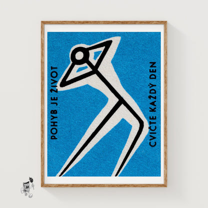 Stretching for Health - vintage matchbox label print