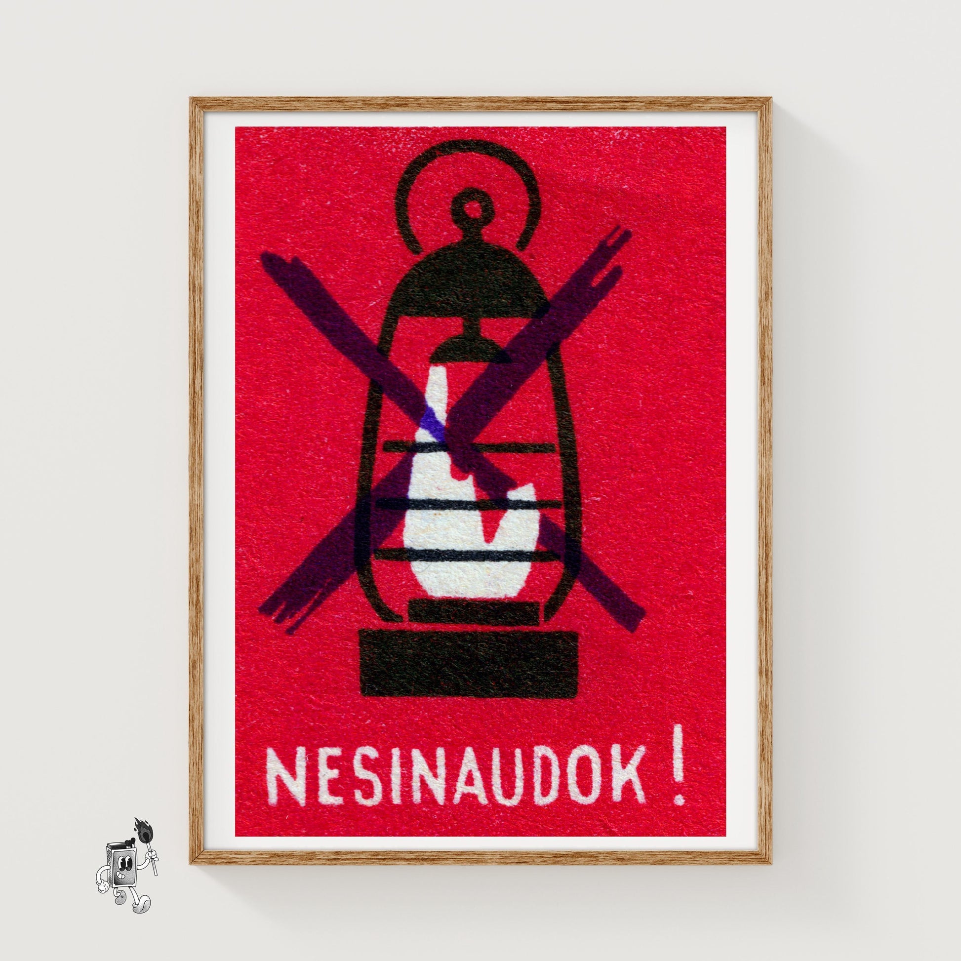 Broken Lantern Danger! - vintage matchbox label print