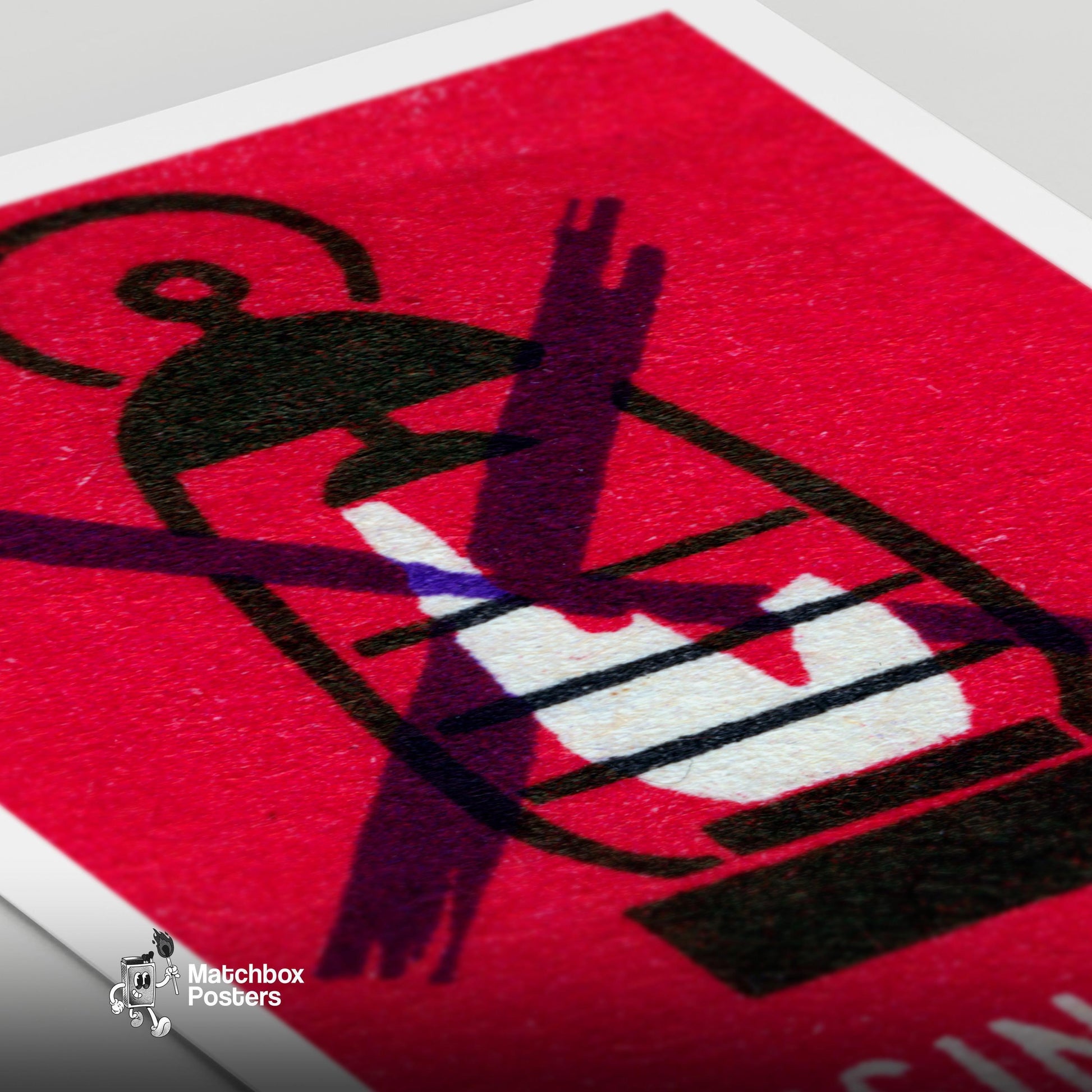 Broken Lantern Danger! - vintage matchbox label print - close-up detail