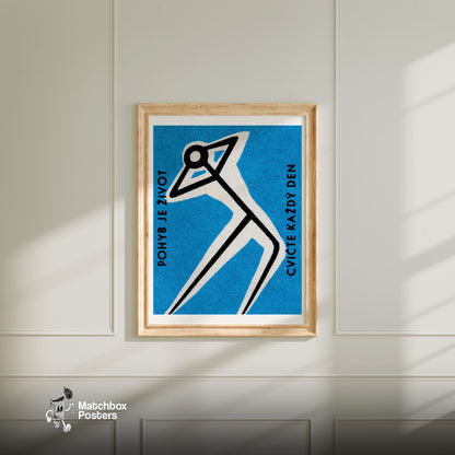 Stretching for Health - vintage matchbox label print - bedroom mockup