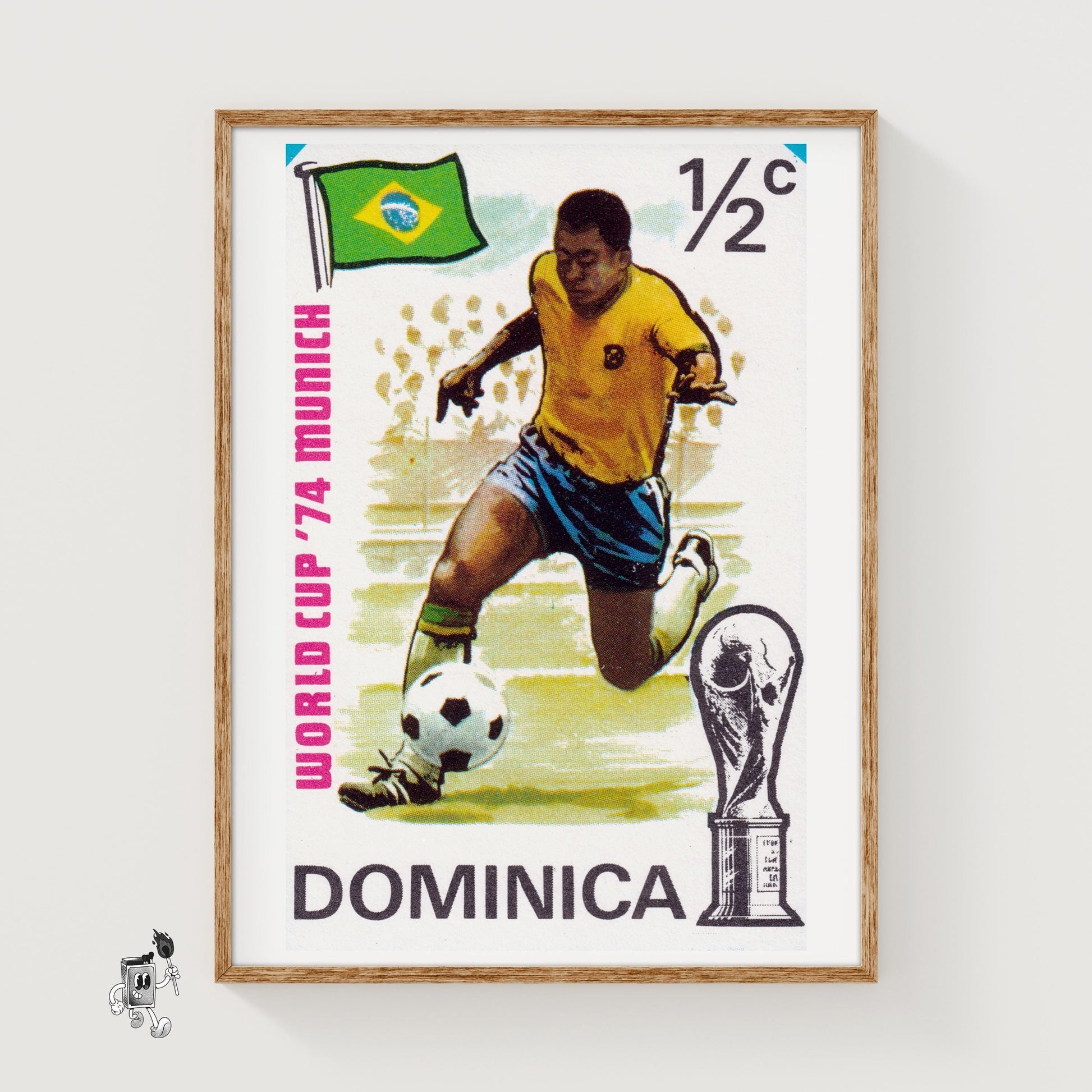 Football Player - vintage matchbox label print