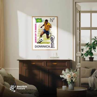 Football Player - vintage matchbox label print - living room mockup