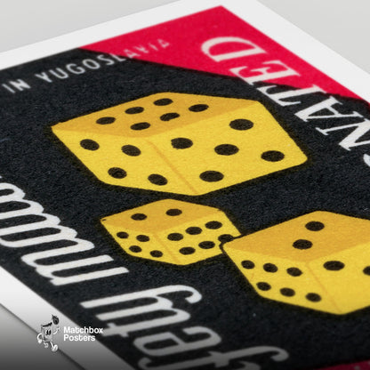 Dice - vintage matchbox label print - close-up detail
