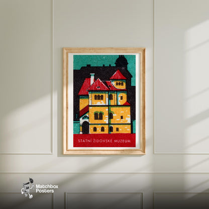 Stylized Building - vintage matchbox label print - bedroom mockup
