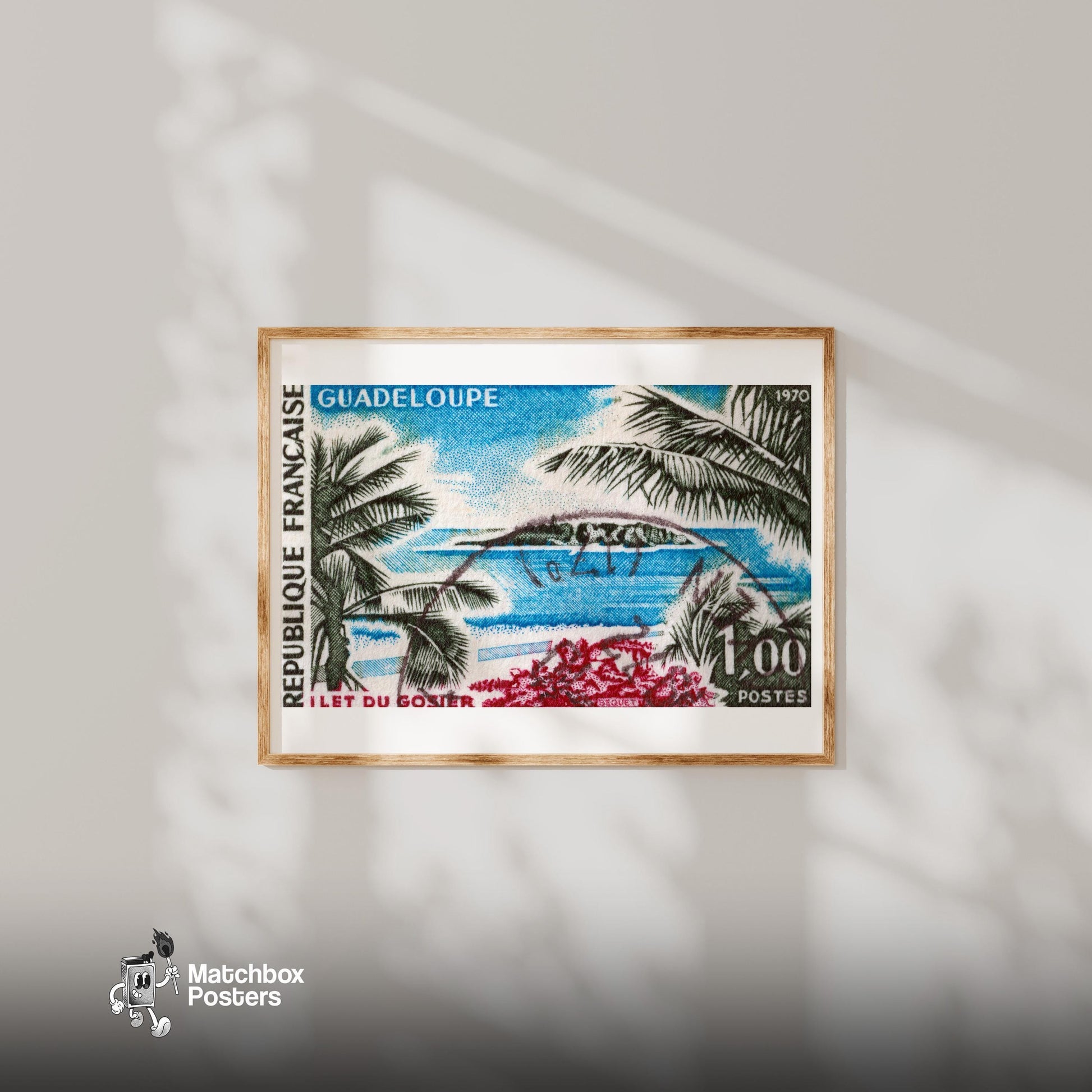 Tropical Island - vintage matchbox label print - bedroom mockup