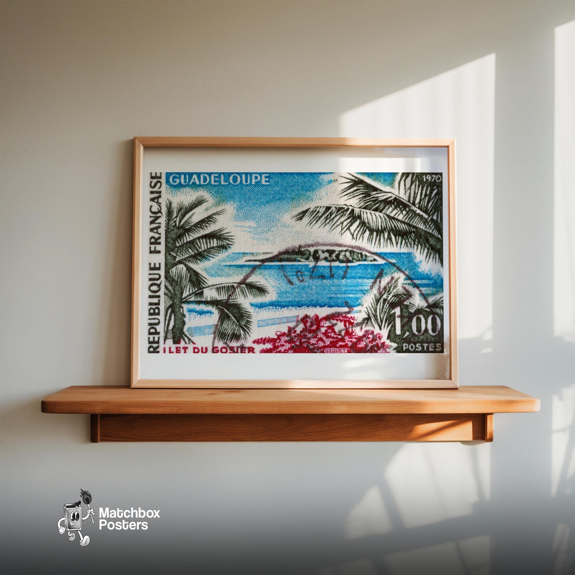 Tropical Island - vintage matchbox label print - size comparison