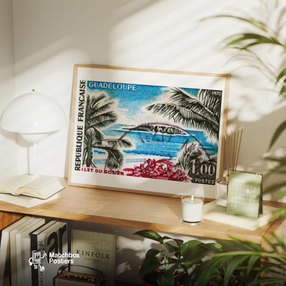 Tropical Island - vintage matchbox label print - office wall