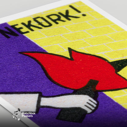 Don't Burn Bottles - vintage matchbox label print - close-up detail