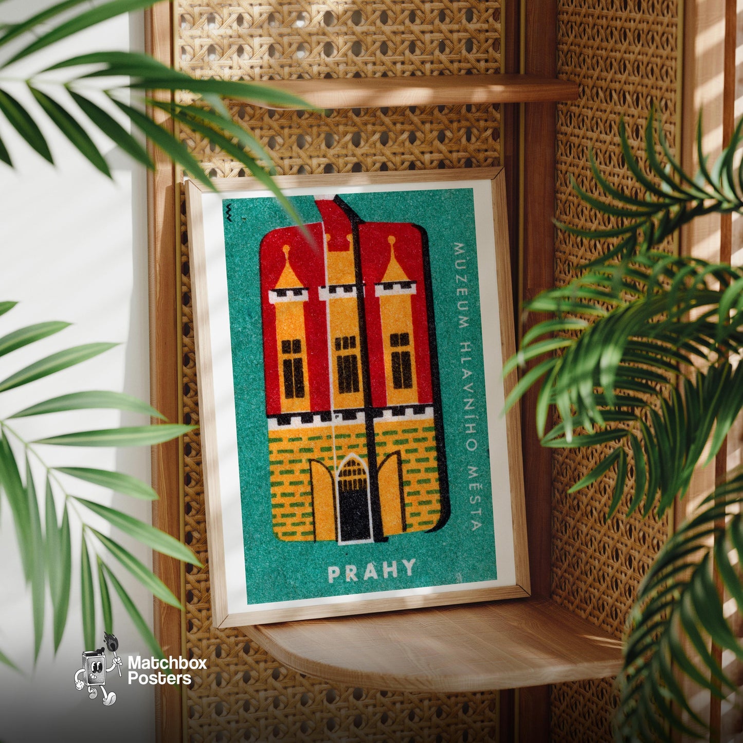 Prahy Castle - vintage matchbox label print - office wall