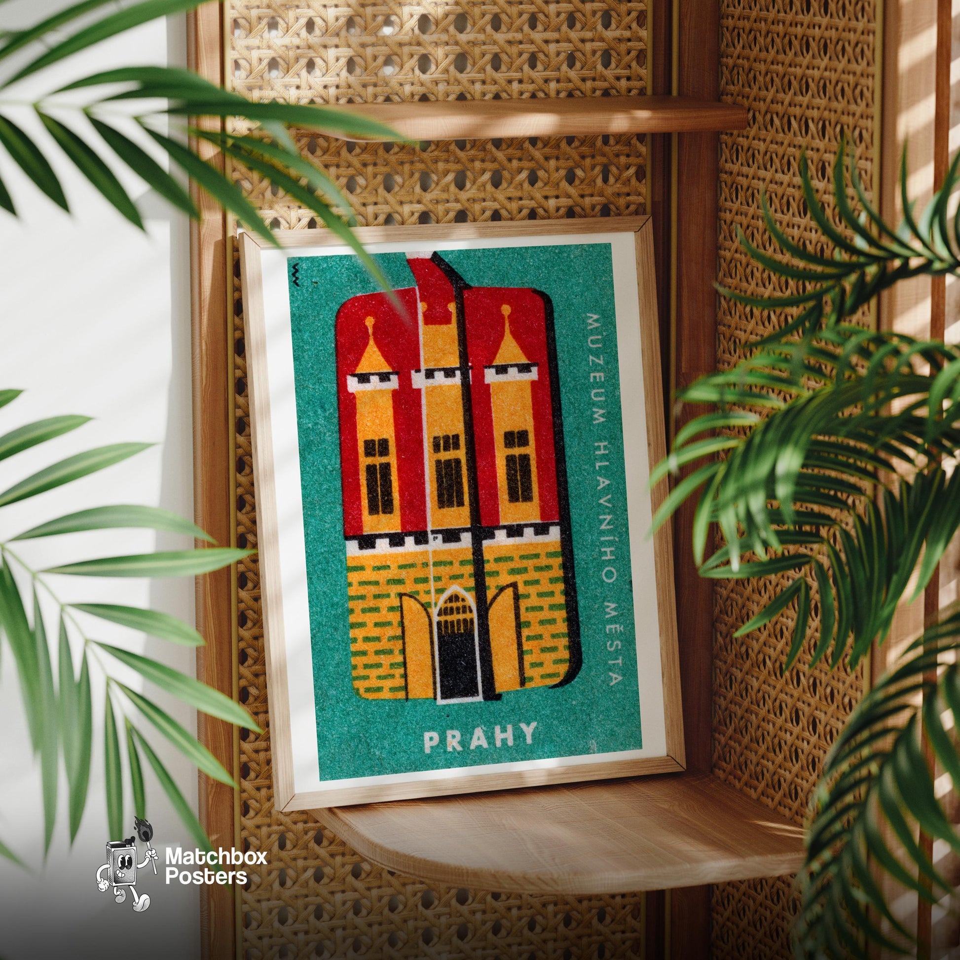 Prahy Castle - vintage matchbox label print - office wall