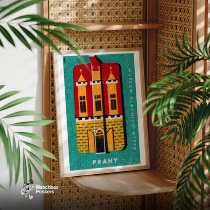Prahy Castle - vintage matchbox label print - office wall