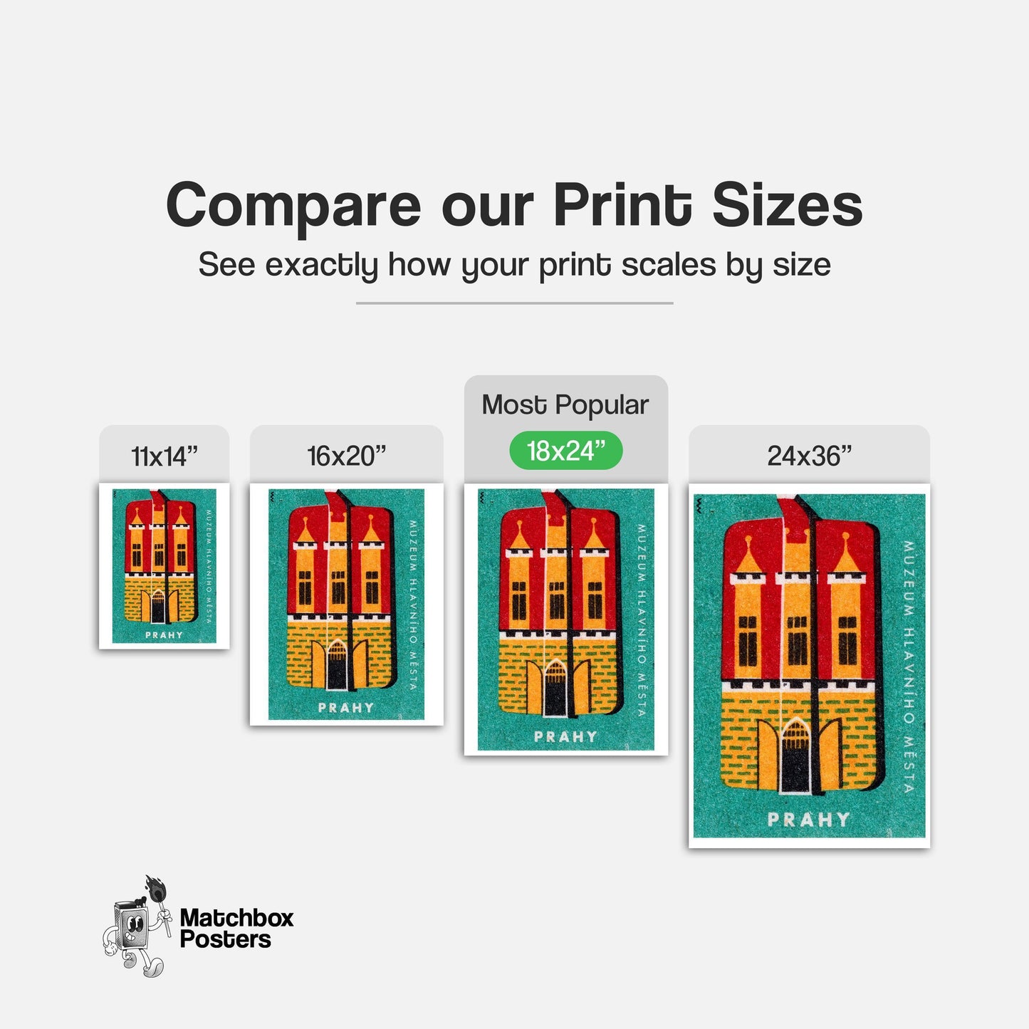 Prahy Castle - vintage matchbox label print - gallery wall preview