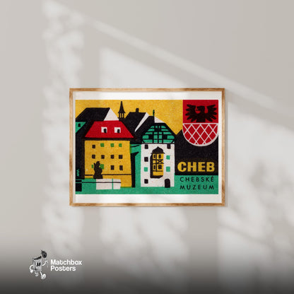 Chebske Museum - vintage matchbox label print - bedroom mockup