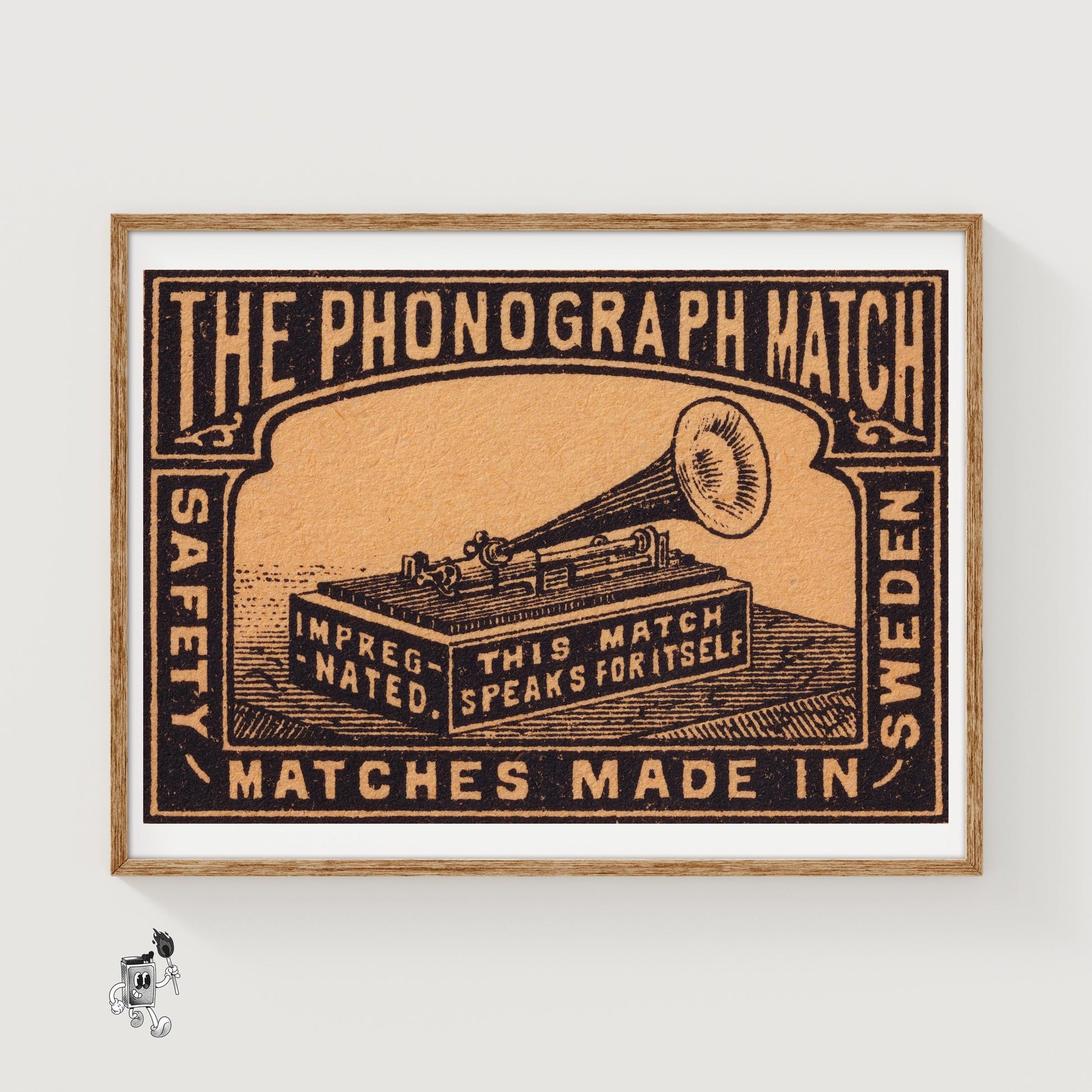 Phonograph - vintage matchbox label print