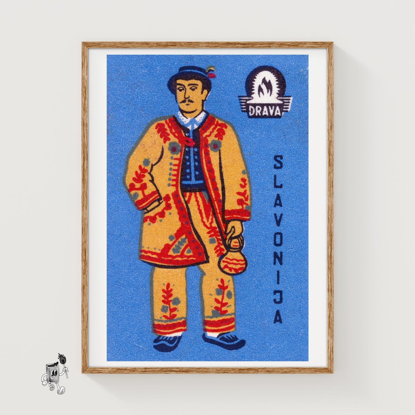 Slovenian Man - vintage matchbox label print