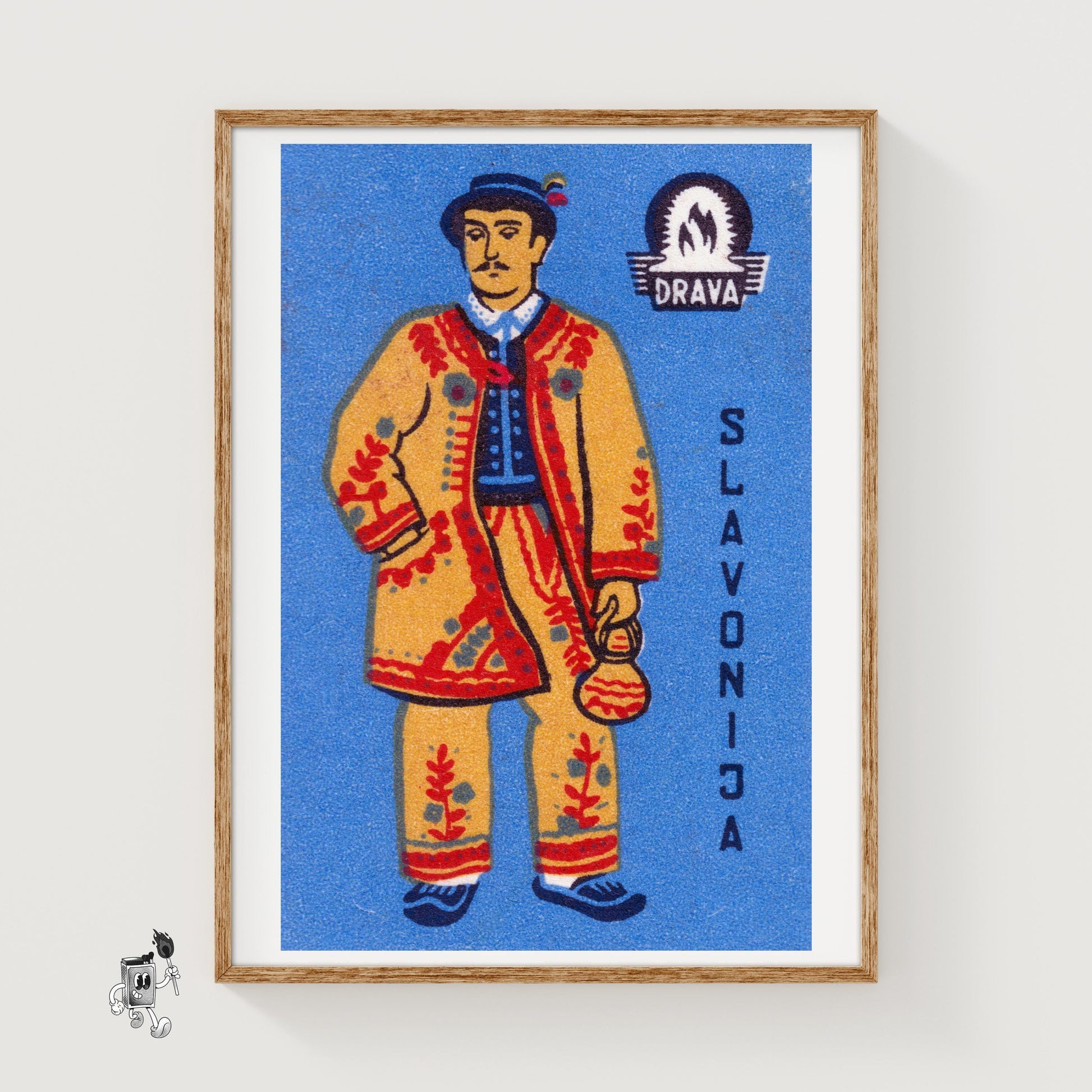 Slovenian Man - vintage matchbox label print