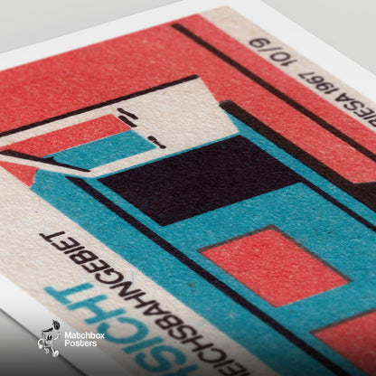Train Car - vintage matchbox label print - close-up detail