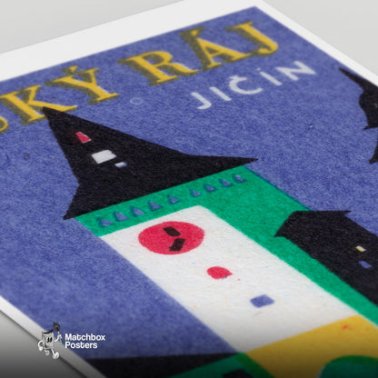 Clock Tower - vintage matchbox label print - close-up detail