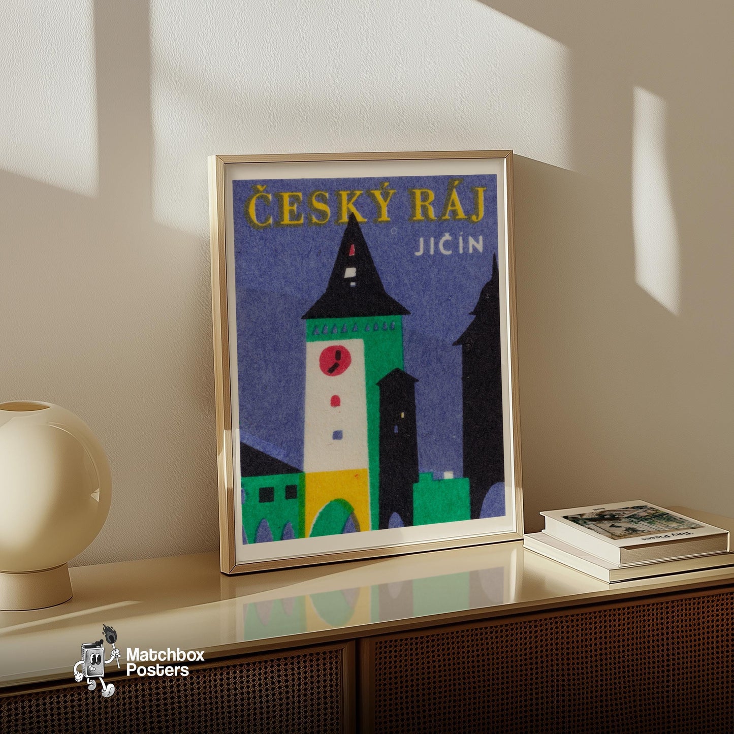 Clock Tower - vintage matchbox label print - size comparison