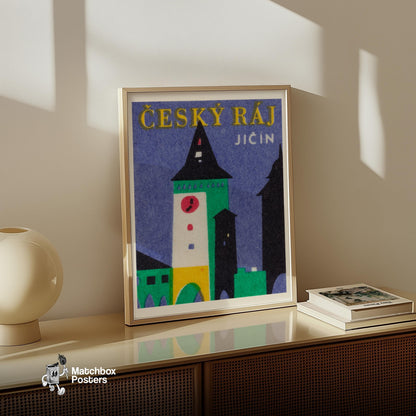 Clock Tower - vintage matchbox label print - size comparison