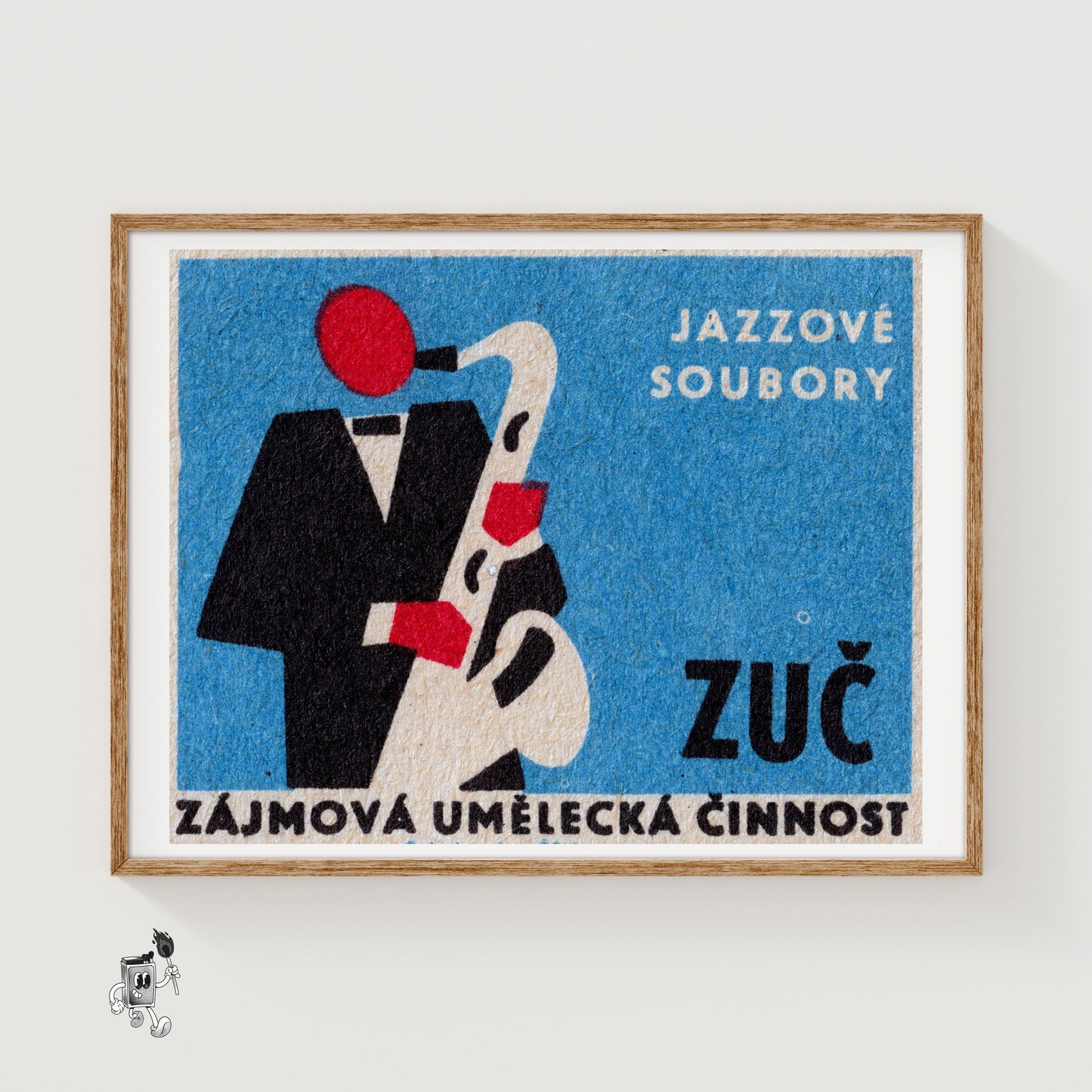 Saxophone Player - vintage matchbox label print