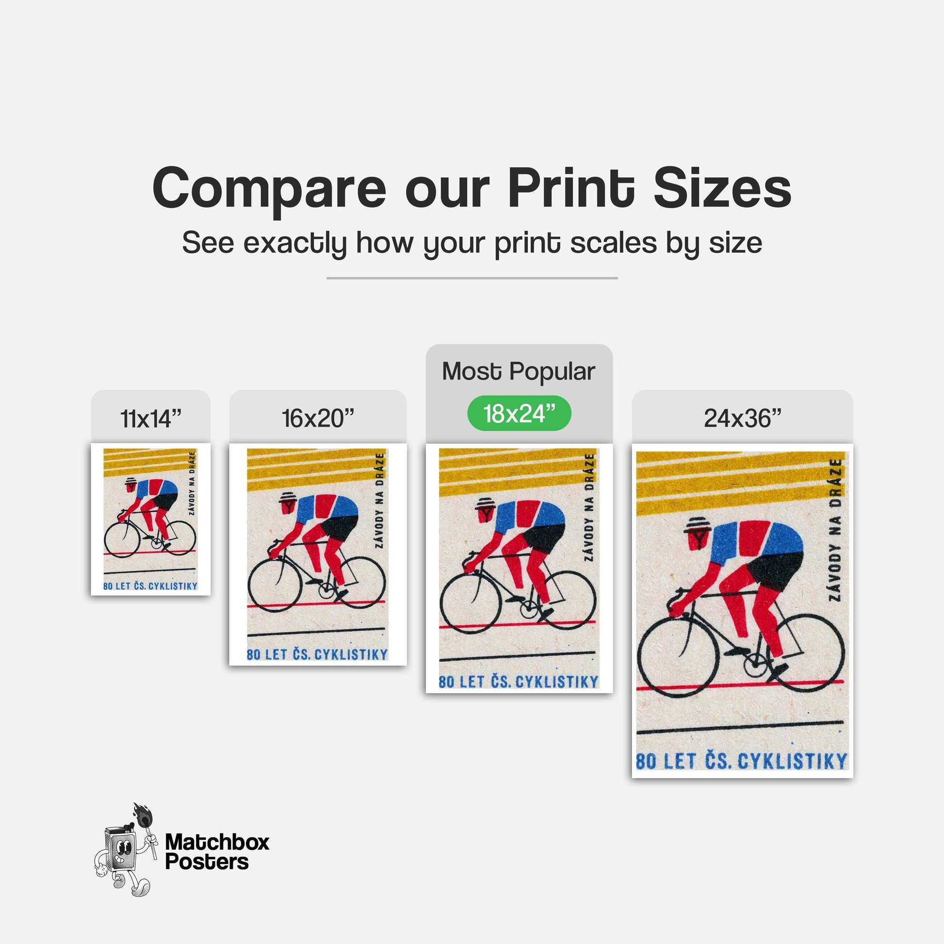 Cyclist - vintage matchbox label print - gallery wall preview