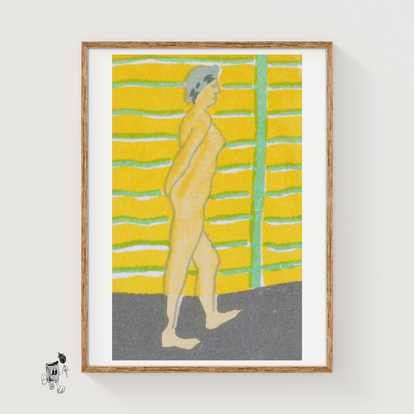 Walking Woman - vintage matchbox label print