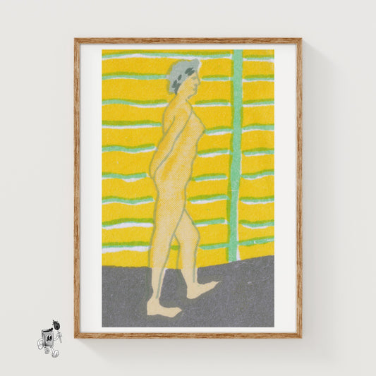 Walking Woman - vintage matchbox label print