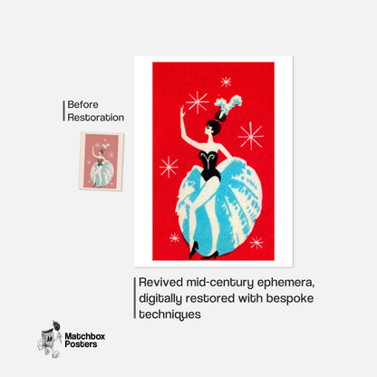 Dancer - vintage matchbox label print - framed wall art preview