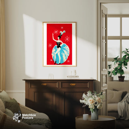 Dancer - vintage matchbox label print - living room mockup