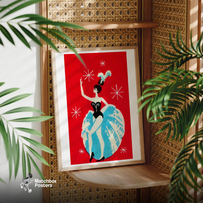 Dancer - vintage matchbox label print - office wall