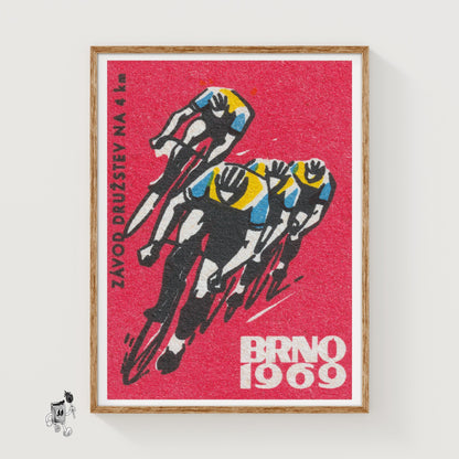 Track Cycling World Championship Brno - vintage matchbox label print