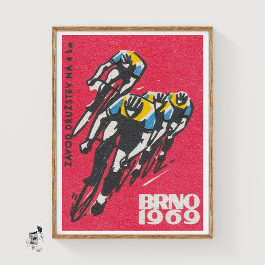 Track Cycling World Championship Brno - vintage matchbox label print