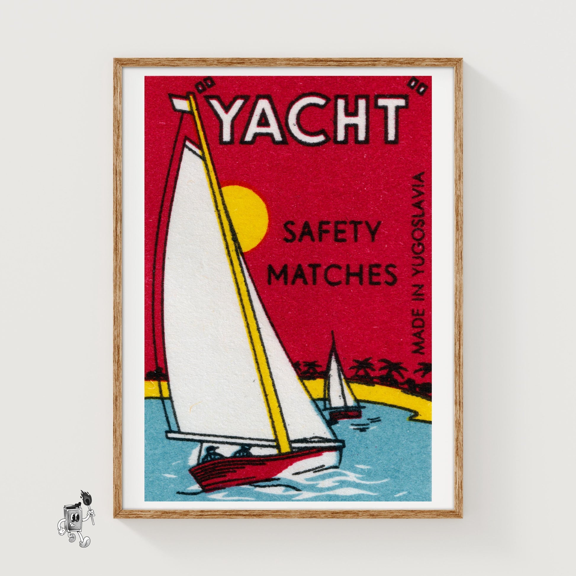 Sailing Yacht - vintage matchbox label print