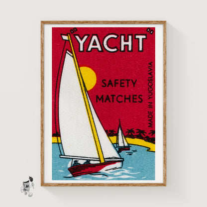 Sailing Yacht - vintage matchbox label print