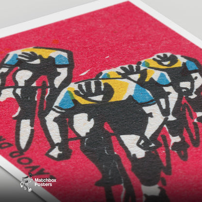 Track Cycling World Championship Brno - vintage matchbox label print - close-up detail
