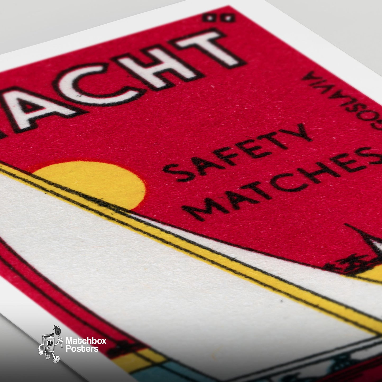 Sailing Yacht - vintage matchbox label print - close-up detail