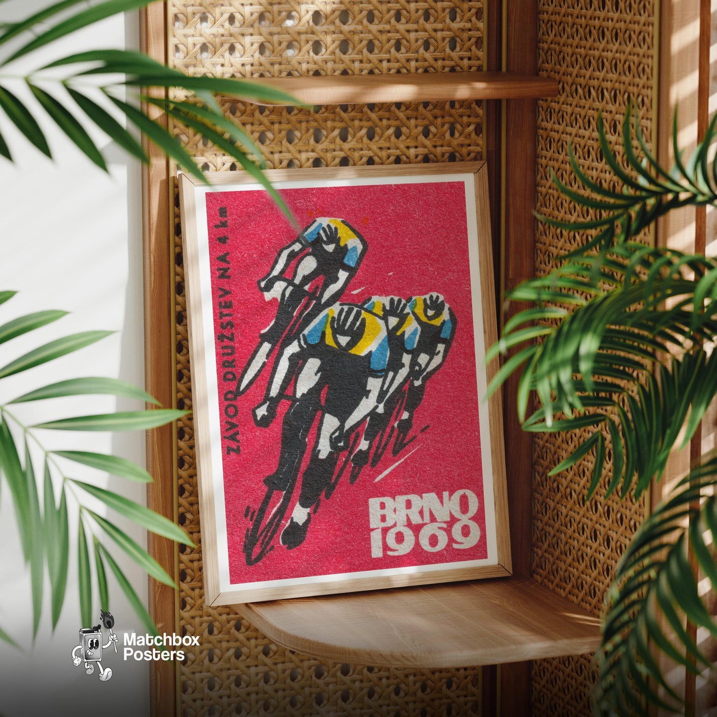 Track Cycling World Championship Brno - vintage matchbox label print - office wall