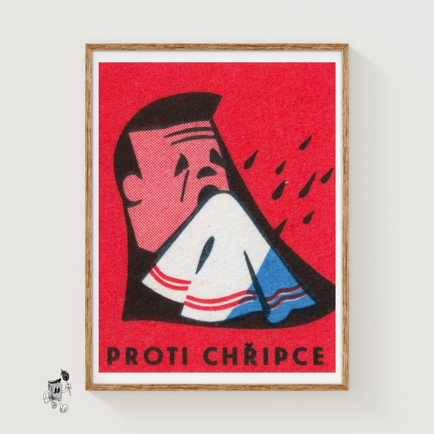 Protect Against Flu - vintage matchbox label print