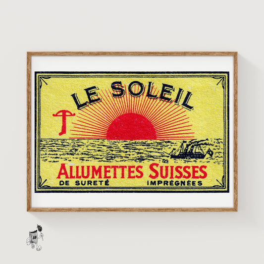Sunrise - vintage matchbox label print